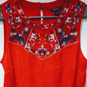 Red Embroidered Tank